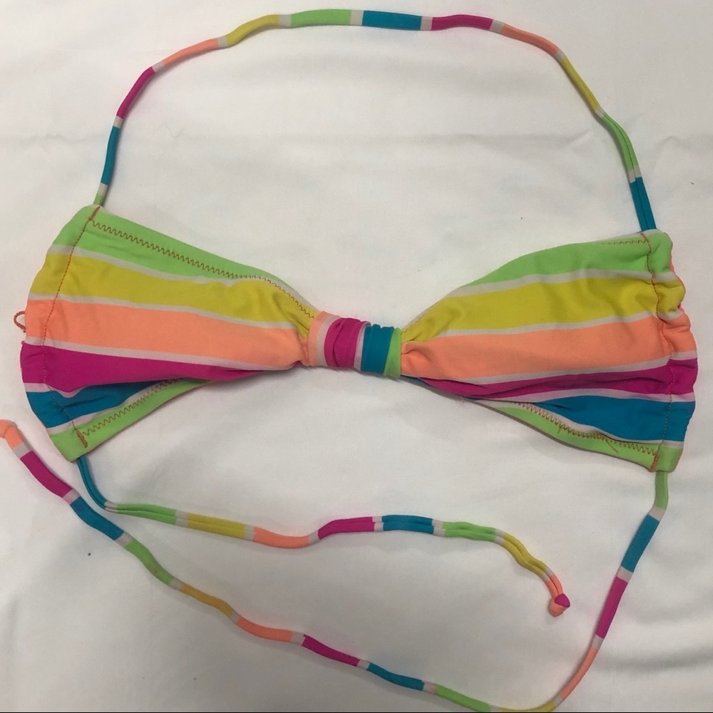 Xhilaration Rainbow Striped & Polka Dot Swim Top